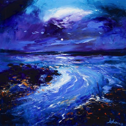 Moonrise and incoming tide Kintra Isle of Islay 30x30